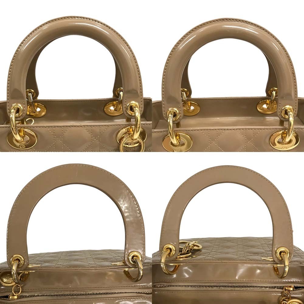 Christian Dior Lady Cannage Shoulder Bag Handbag Crossbody Brown Beige - Picture 6 of 10